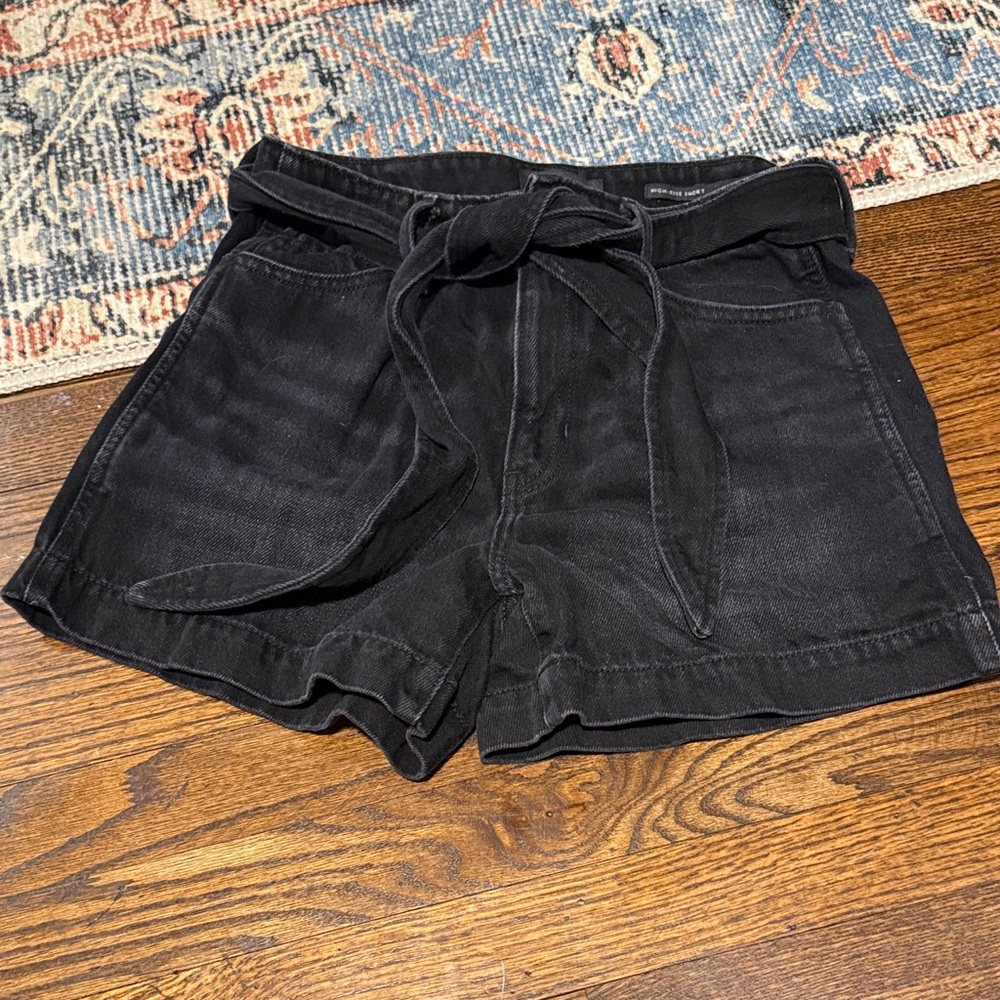 Banana Republic Women's Black Denim Tie-Waist Shorts